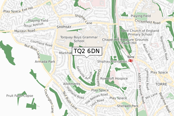 TQ2 6DN map - small scale - OS Open Zoomstack (Ordnance Survey)