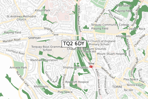 TQ2 6DY map - small scale - OS Open Zoomstack (Ordnance Survey)