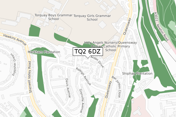 TQ2 6DZ map - large scale - OS Open Zoomstack (Ordnance Survey)