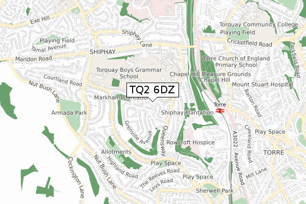 TQ2 6DZ map - small scale - OS Open Zoomstack (Ordnance Survey)