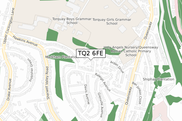 TQ2 6FE map - large scale - OS Open Zoomstack (Ordnance Survey)