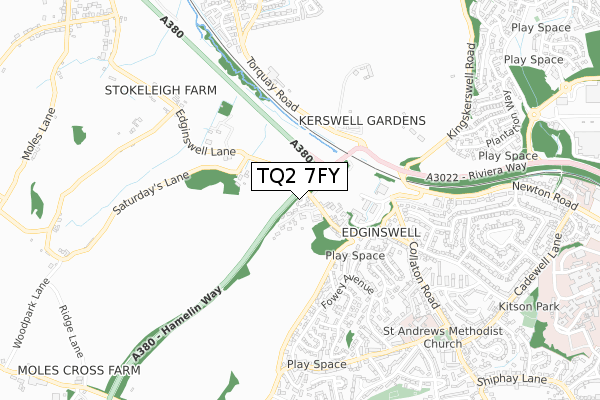 TQ2 7FY map - small scale - OS Open Zoomstack (Ordnance Survey)