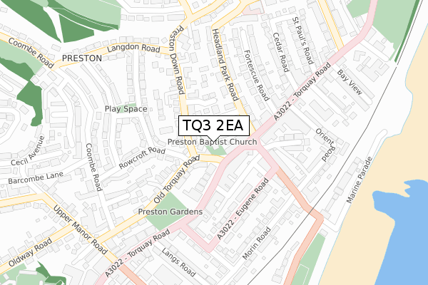 TQ3 2EA map - large scale - OS Open Zoomstack (Ordnance Survey)
