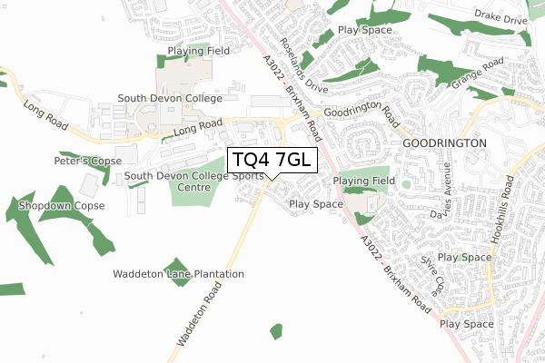TQ4 7GL map - small scale - OS Open Zoomstack (Ordnance Survey)