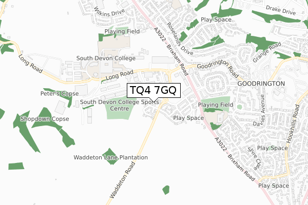 TQ4 7GQ map - small scale - OS Open Zoomstack (Ordnance Survey) TQ4 7GQ map - small scale - OS Open Zoomstack (Ordnance Survey)