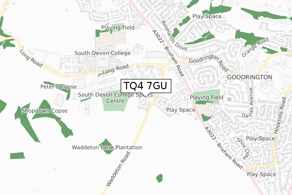 TQ4 7GU map - small scale - OS Open Zoomstack (Ordnance Survey)