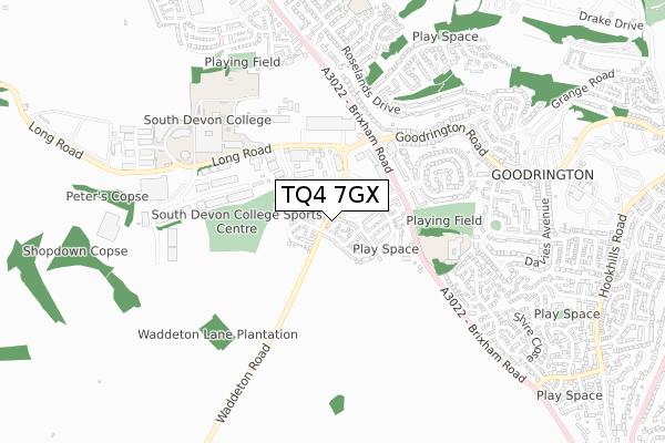 TQ4 7GX map - small scale - OS Open Zoomstack (Ordnance Survey)