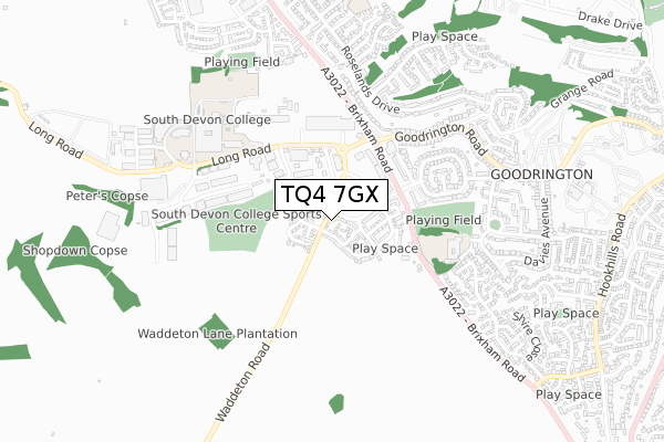 TQ4 7GX map - small scale - OS Open Zoomstack (Ordnance Survey) TQ4 7GX map - small scale - OS Open Zoomstack (Ordnance Survey)