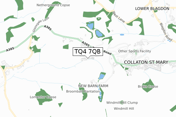 TQ4 7QB map - small scale - OS Open Zoomstack (Ordnance Survey)