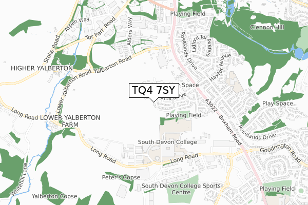 TQ4 7SY map - small scale - OS Open Zoomstack (Ordnance Survey)