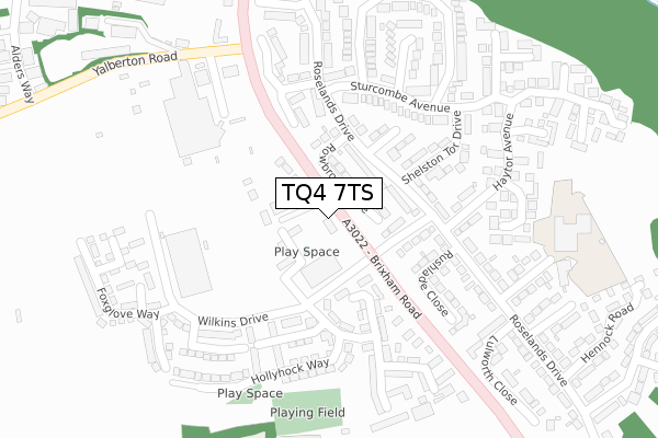 TQ4 7TS map - large scale - OS Open Zoomstack (Ordnance Survey)