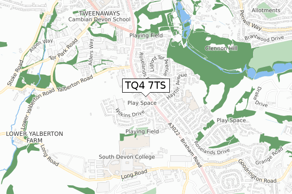 TQ4 7TS map - small scale - OS Open Zoomstack (Ordnance Survey)