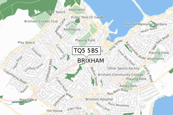 TQ5 5BS map - small scale - OS Open Zoomstack (Ordnance Survey)