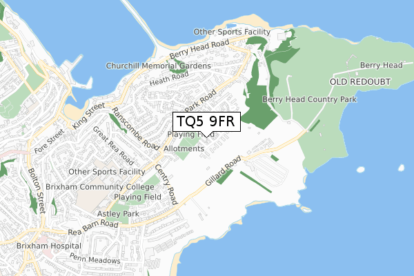 TQ5 9FR map - small scale - OS Open Zoomstack (Ordnance Survey)