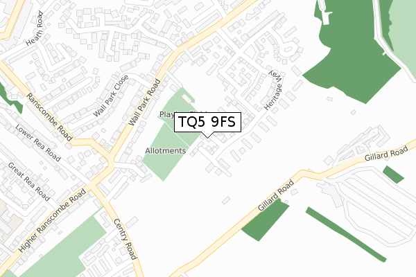 TQ5 9FS map - large scale - OS Open Zoomstack (Ordnance Survey)