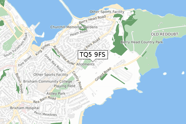 TQ5 9FS map - small scale - OS Open Zoomstack (Ordnance Survey)