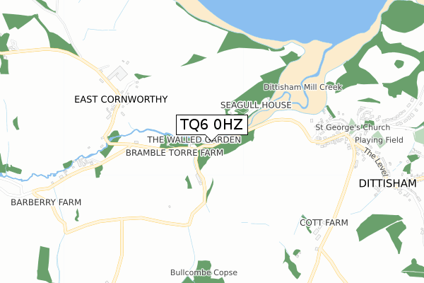 TQ6 0HZ map - small scale - OS Open Zoomstack (Ordnance Survey)