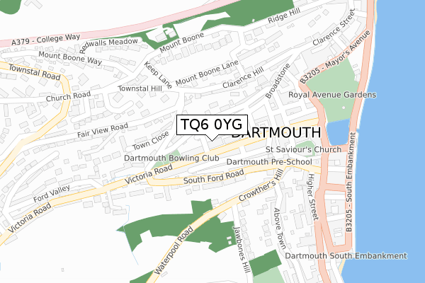 TQ6 0YG map - large scale - OS Open Zoomstack (Ordnance Survey)