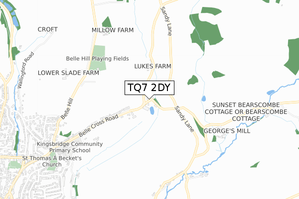 TQ7 2DY map - small scale - OS Open Zoomstack (Ordnance Survey)