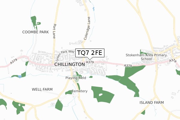 TQ7 2FE map - small scale - OS Open Zoomstack (Ordnance Survey)