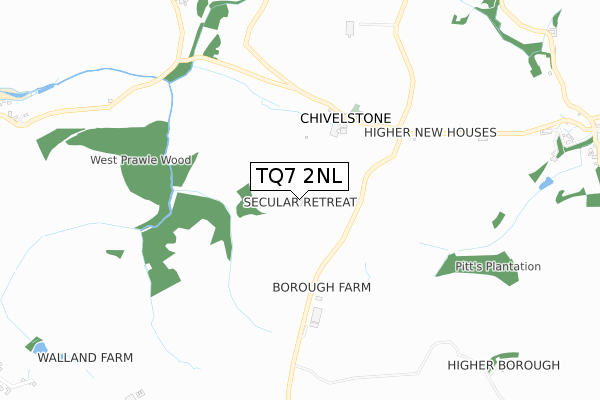 TQ7 2NL map - small scale - OS Open Zoomstack (Ordnance Survey)