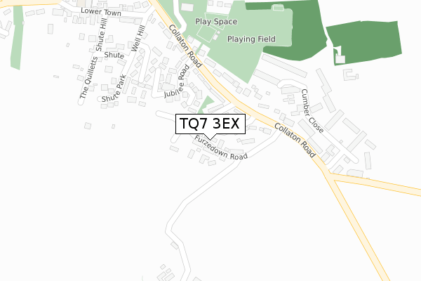 TQ7 3EX map - large scale - OS Open Zoomstack (Ordnance Survey)