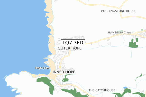 TQ7 3FD map - small scale - OS Open Zoomstack (Ordnance Survey) TQ7 3FD map - small scale - OS Open Zoomstack (Ordnance Survey)