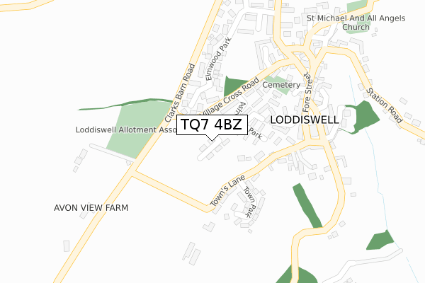 TQ7 4BZ map - large scale - OS Open Zoomstack (Ordnance Survey)