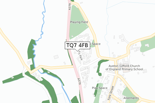 TQ7 4FB map - large scale - OS Open Zoomstack (Ordnance Survey)