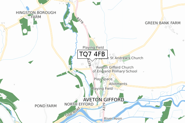 TQ7 4FB map - small scale - OS Open Zoomstack (Ordnance Survey)