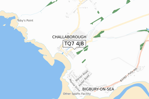 TQ7 4JB map - small scale - OS Open Zoomstack (Ordnance Survey)