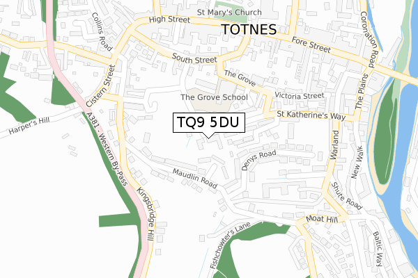 TQ9 5DU map - large scale - OS Open Zoomstack (Ordnance Survey)