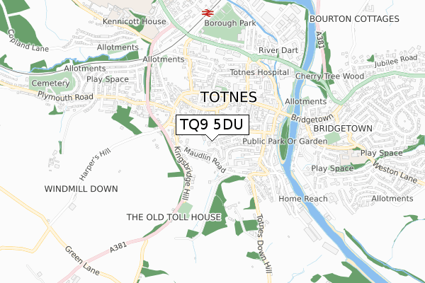 TQ9 5DU map - small scale - OS Open Zoomstack (Ordnance Survey)