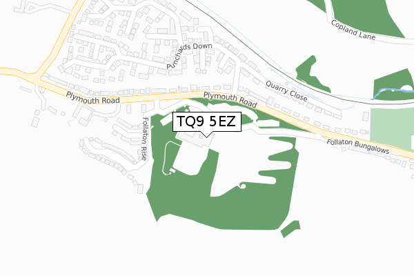 TQ9 5EZ map - large scale - OS Open Zoomstack (Ordnance Survey)