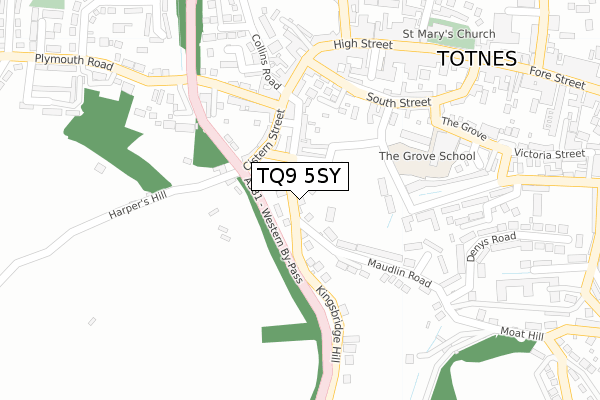 TQ9 5SY map - large scale - OS Open Zoomstack (Ordnance Survey)