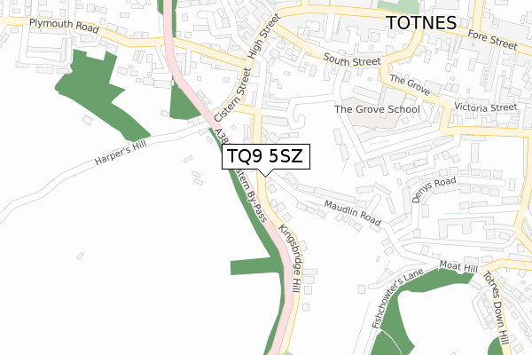 TQ9 5SZ map - large scale - OS Open Zoomstack (Ordnance Survey) TQ9 5SZ map - large scale - OS Open Zoomstack (Ordnance Survey)
