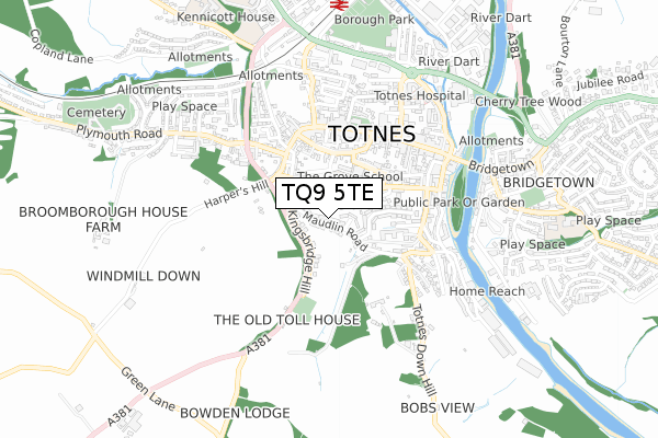 TQ9 5TE map - small scale - OS Open Zoomstack (Ordnance Survey) TQ9 5TE map - small scale - OS Open Zoomstack (Ordnance Survey)