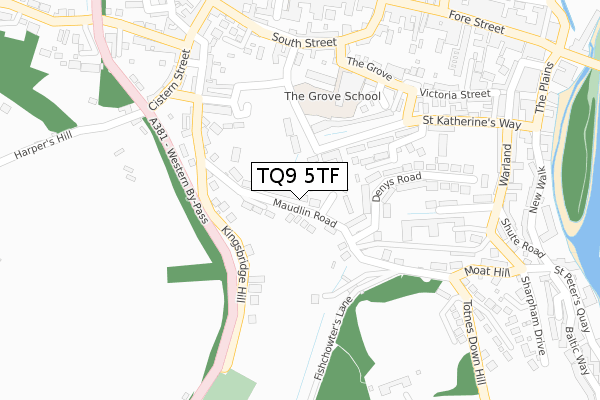 TQ9 5TF map - large scale - OS Open Zoomstack (Ordnance Survey)
