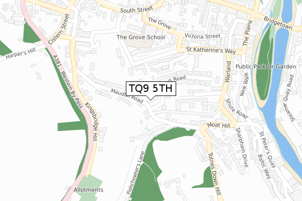 TQ9 5TH map - large scale - OS Open Zoomstack (Ordnance Survey)