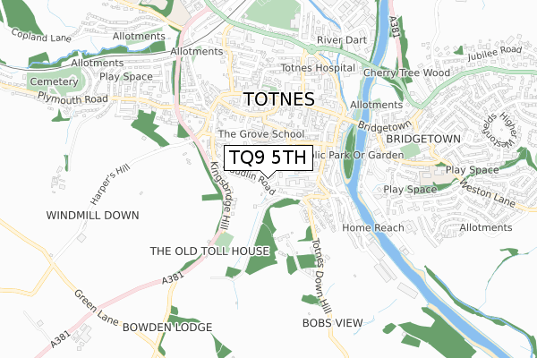 TQ9 5TH map - small scale - OS Open Zoomstack (Ordnance Survey)