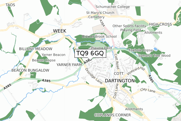 TQ9 6GQ map - small scale - OS Open Zoomstack (Ordnance Survey)