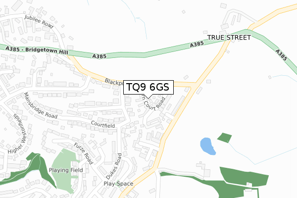 TQ9 6GS map - large scale - OS Open Zoomstack (Ordnance Survey)