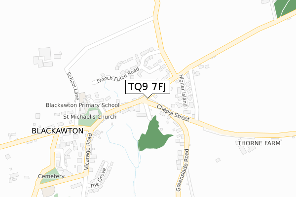 TQ9 7FJ map - large scale - OS Open Zoomstack (Ordnance Survey)