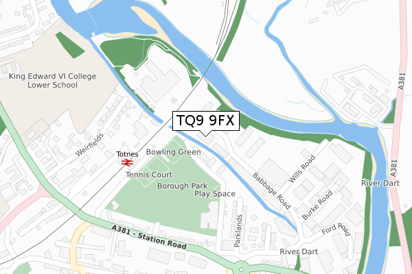 TQ9 9FX map - large scale - OS Open Zoomstack (Ordnance Survey) TQ9 9FX map - large scale - OS Open Zoomstack (Ordnance Survey)