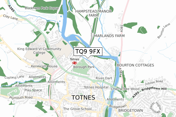 TQ9 9FX map - small scale - OS Open Zoomstack (Ordnance Survey) TQ9 9FX map - small scale - OS Open Zoomstack (Ordnance Survey)