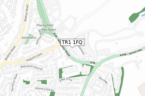 TR1 1FQ map - large scale - OS Open Zoomstack (Ordnance Survey)