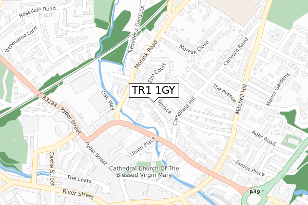 TR1 1GY map - large scale - OS Open Zoomstack (Ordnance Survey) TR1 1GY map - large scale - OS Open Zoomstack (Ordnance Survey)