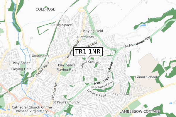 TR1 1NR map - small scale - OS Open Zoomstack (Ordnance Survey) TR1 1NR map - small scale - OS Open Zoomstack (Ordnance Survey)