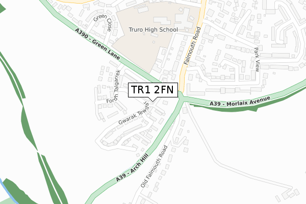 TR1 2FN map - large scale - OS Open Zoomstack (Ordnance Survey)