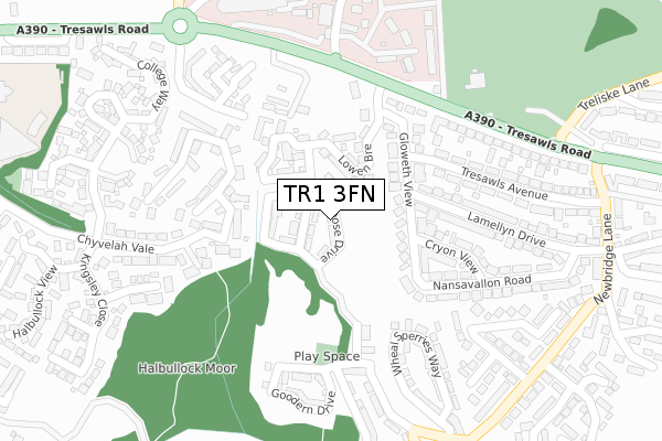 TR1 3FN map - large scale - OS Open Zoomstack (Ordnance Survey)